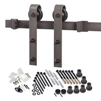 Renin BD102K-09600-BR Bent Strap Barn Door Hardware Kit, 96 in L Track, Steel, Bronze, Wall, For: Barn Door