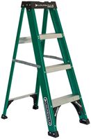 Louisville FS4004 Step Ladder, 102 in Max Reach H, 3-Step, 225 lb, Type II Duty Rating, 3 in D Step, Fiberglass