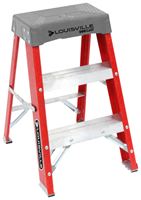 Louisville FS1500 Series FS1502 Step Stool, 2-Step, 300 lb, 3 in D Step, Fiberglass, Orange/Silver