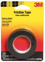 Scotch 3407 Friction Tape, 20 ft L, 3/4 in W, PVC Backing, Black