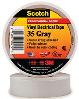 Scotch 35 Electrical Tape, 66 ft L, 3/4 in W, PVC Backing, Gray