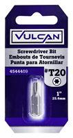 Vulcan 307401OR Screwdriver Bit, T20 Drive, Torx Drive, 1/4 in Shank, Hex Shank, 1 in L