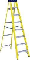 Louisville FS2008 Step Ladder, 8 ft H, Type I Duty Rating, Fiberglass, 250 lb, 7-Step, 147 in Max Reach