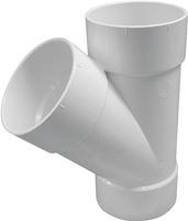 Canplas 414134BC Sewer Pipe Wye, 4 in, Hub, PVC, White, SDR 35 Schedule