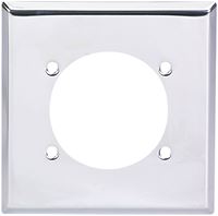 Eaton Wiring Devices 69-BOX Power Outlet Wallplate, 4-1/2 in L, 4-9/16 in W, 2 -Gang, Chrome, Silver, Chrome