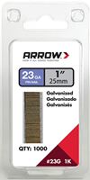 Arrow 23G25-1K Pin Nail, 1 in L, 23 Gauge, Galvanized Steel, Round Shank