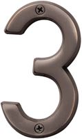 Hy-Ko Prestige Series BR-42OWB/3 House Number, Character: 3, 4 in H Character, Bronze Character, Brass, Pack of 3