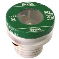 Bussmann BP/SL-25 Plug Fuse, 25 A, 125 V, 10 kA Interrupt, Time Delay Fuse