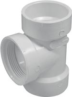 Canplas 192114S Test Tee, 1-1/2 in, Hub x FNPT, PVC, White