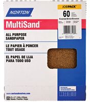 Norton MultiSand 07660768108 Sanding Sheet, 11 in L, 9 in W, Coarse, 60 Grit, Aluminum Oxide Abrasive, Paper Backing