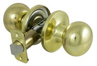 ProSource T9730BRA4V Passage Knob, Metal, Polished Brass, 2-3/8 to 2-3/4 in Backset, 1-3/8 to 1-3/4 in Thick Door