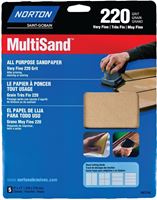 Norton MultiSand 07660747710 Sanding Sheet, 11 in L, 9 in W, Very Fine, 220 Grit, Aluminum Oxide Abrasive, Paper Backing