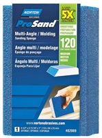 Norton ProSand 82069 Sanding Sponge, 4-1/2 in L, 3-11/16 in W, 120 Grit, Medium, Aluminum Oxide Abrasive