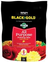 sun gro BLACK GOLD 1410102 8.00 QT P Potting Mix, Granular, Brown/Earthy, 240 Bag