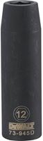 DeWALT DWMT73945OSP Impact Socket, 12 mm Socket, 1/2 in Drive, 6-Point, CR-440 Steel, Black Oxide