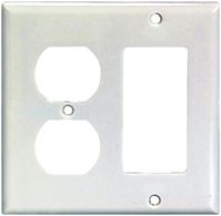 Eaton Wiring Devices 2157W-BOX Combination Wallplate, 4-1/2 in L, 4-9/16 in W, 2 -Gang, Thermoset, White