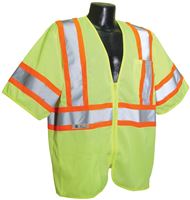 Radians SV22-3ZGM-L Economical Safety Vest, L, Polyester, Green/Silver, Zipper