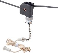 Leviton C20-10097-000 Pull Chain Switch, 1-Pole, 125/250 V, 3 A, Metal