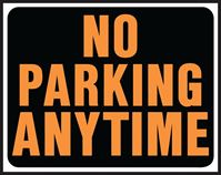 Hy-Ko Hy-Glo Series SP-105 Identification Sign, Rectangular, NO PARKING ANYTIME, Fluorescent Orange Legend, Plastic, Pack of 5