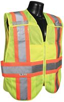 Radians SV24-2ZGM-3X/5X Expandable Safety Vest, 3XL/5XL, Polyester, Green/Silver, Zip-N-Rip