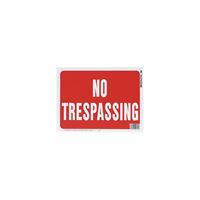 Hy-Ko 20612 Identification Sign, Rectangular, NO TRESPASSING, White Legend, Red Background, Plastic, Pack of 10