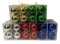 Hometown Holidays 99909 Ball Ornament, 80 mm H, PVC, Blue/Gold/Green/Red/Silver, Pack of 27