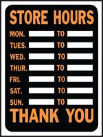 Hy-Ko Hy-Glo Series 3030 Identification Sign, Rectangular, STORE HOURS, Fluorescent Orange Legend, Black Background, Pack of 10