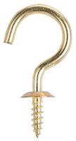 ProSource Cup Hook, 1/2 in Opening, 5.2 mm Thread, 2-1/8 in L, Brass, Brass, Pack of 20