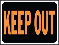 Hy-Ko Hy-Glo Series 3010 Identification Sign, Rectangular, KEEP OUT, Fluorescent Orange Legend, Black Background, Pack of 10