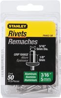 Stanley PAA62-5B Pop Rivet, Reusable, 1-1/2 in L, Aluminum, 50/PK