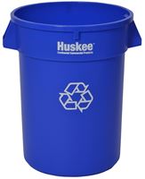 Continental Commercial Huskee 3200-1 Recycling Receptacle, 32 gal, Plastic, Blue, 22 in Dia x 27-3/8 in L Dimensions