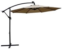 Seasonal Trends UMSCS10BKOBD-04 Solar Offset Taupe Umbrella, 2.5m/98.43 in H, 10 ft W Canopy, 10 ft L Canopy