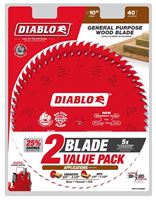 Diablo D104040VP Saw Blade, 10 in Dia, 40-Teeth