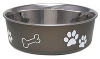 Loving Pets 7404SE Pet Feeding Bowl, S, 15 oz Volume, Polyresin/Stainless Steel, Espresso