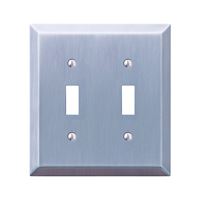 Amerelle 163TTBN Wallplate, 4-15/16 in L, 4-9/16 in W, 2 -Gang, Steel, Brushed Nickel