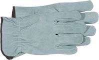 Boss 4065J Gloves, XL, Keystone Thumb, Open, Shirred Elastic Back Cuff, Cowhide Leather, Gray