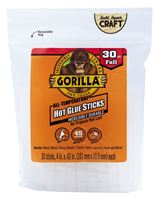 Gorilla 3033002 Hot Glue Stick, Clear, 30 Pack, Pack of 6