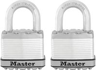 Master Lock Magnum Series M5XT Padlock, Keyed Alike Key, 3/8 in Dia Shackle, 1 in H Shackle, Stainless Steel Body, Zinc