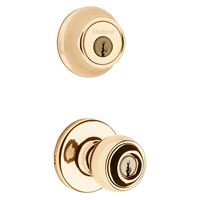 Kwikset 690P 3CP 6ALRCSK6 Combination Lockset, Knob Handle, Polo Design, Polished Brass, 3 Grade