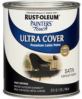 Rust-Oleum 267332 Multi-Purpose Paint, Water, Satin, Canyon Black, 1 qt, 120 sq-ft Coverage Area