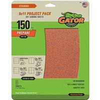 Gator 4464 Sanding Sheet, 11 in L, 9 in W, Fine, 150 Grit, Garnet Abrasive, Paper Backing