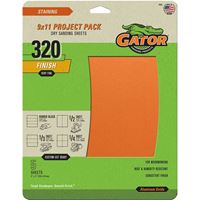 Gator 4466 Sanding Sheet, 11 in L, 9 in W, Very Fine, 320 Grit, Garnet Abrasive, Paper Backing