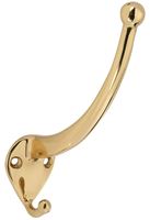 National Hardware V1964 N198-135 Garment Hook, 75 lb, 2-Hook, Brass, Brass