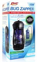 Pic 15WZAPPER Bug Zapper, Plastic, Black