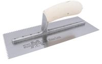 Marshalltown 701S Trowel, 11 in L, 4-1/2 in W, V Notch, Curved Handle