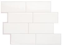 Smart Tiles Mosaik Series SM1100G-04-QG Wall Tile, 8.38 in L Tile, 11.56 in W Tile, Straight Edge, Resin, White, Glossy, Pack of 6