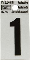 Hy-Ko RV-15/1 Reflective Sign, Character: 1, 1 in H Character, Black Character, Silver Background, Vinyl, Pack of 10