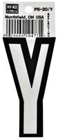 Hy-Ko PS-20/Y Reflective Letter, Character: Y, 3-1/4 in H Character, Black/White Character, Vinyl, Pack of 10