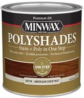 Minwax 213754444 Waterbased Polyurethane Stain, Satin, Liquid, American Chestnut, 0.5 pt, Can