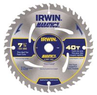 Irwin Marathon 24031 Circular Saw Blade, 7-1/4 in Dia, 5/8 in Arbor, 40-Teeth, Carbide Cutting Edge